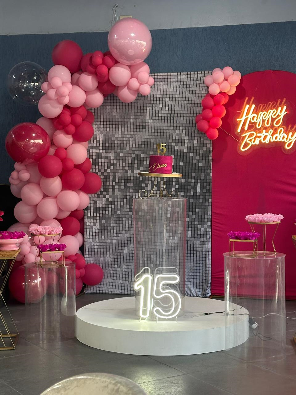 KIT PEGUE E MONTE 15 ANOS PRATA E PINK