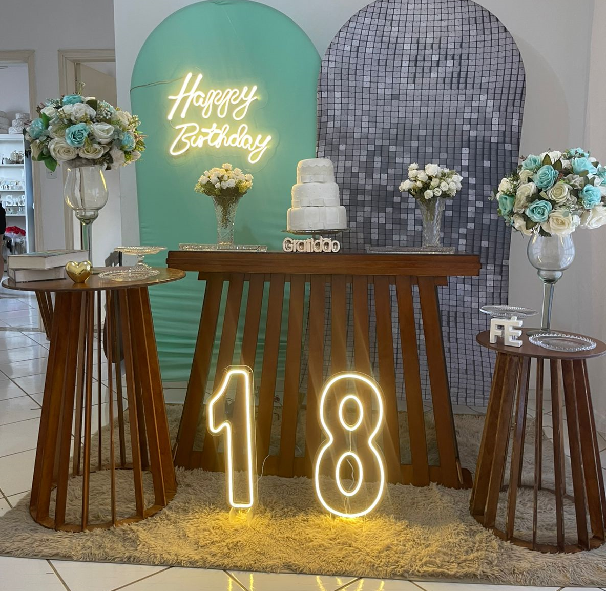 Aniversário Verde e prata