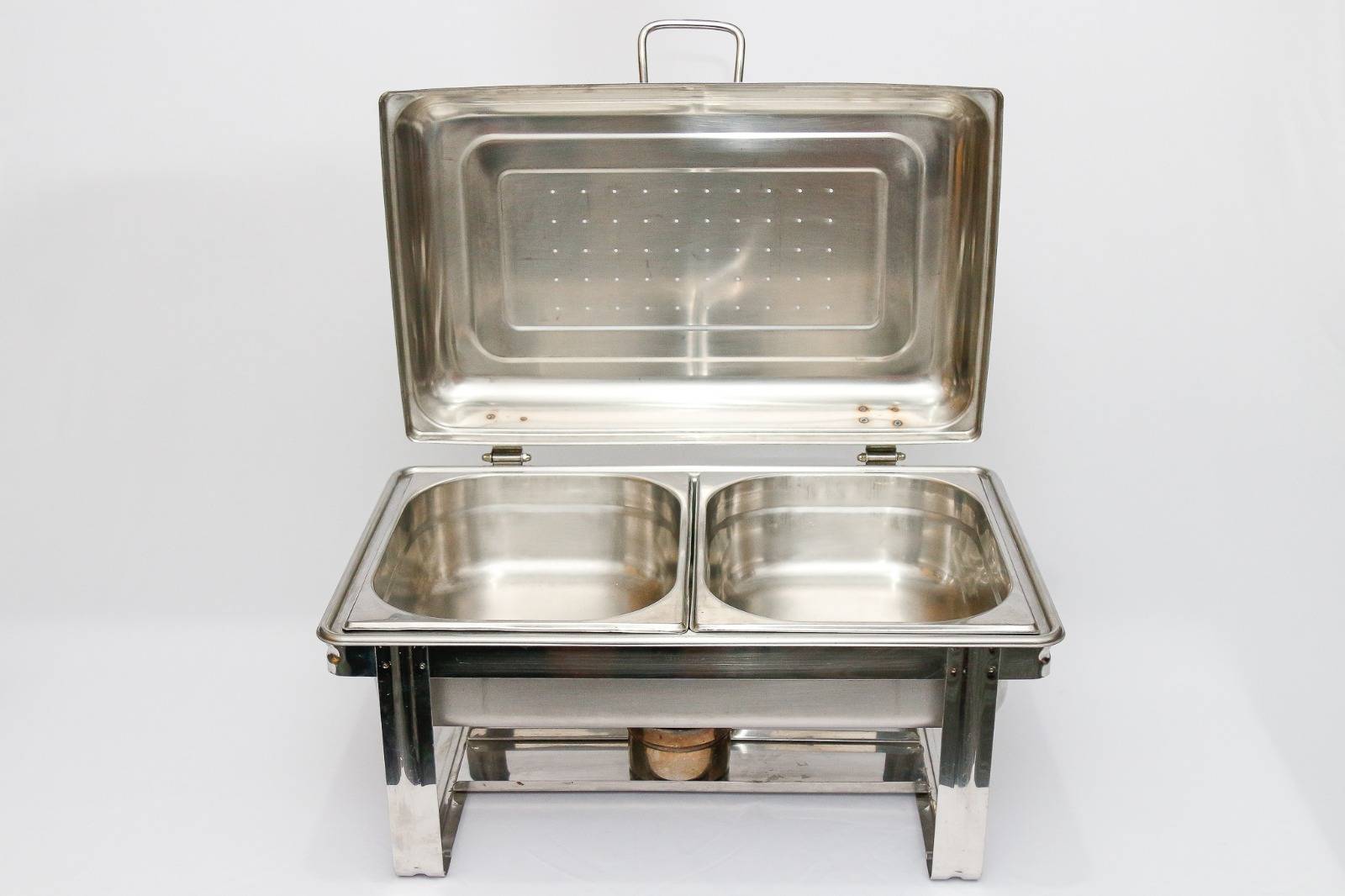 Rechaud retangular c/ 2 cubas fundas 13 lt + 1 fogareiro