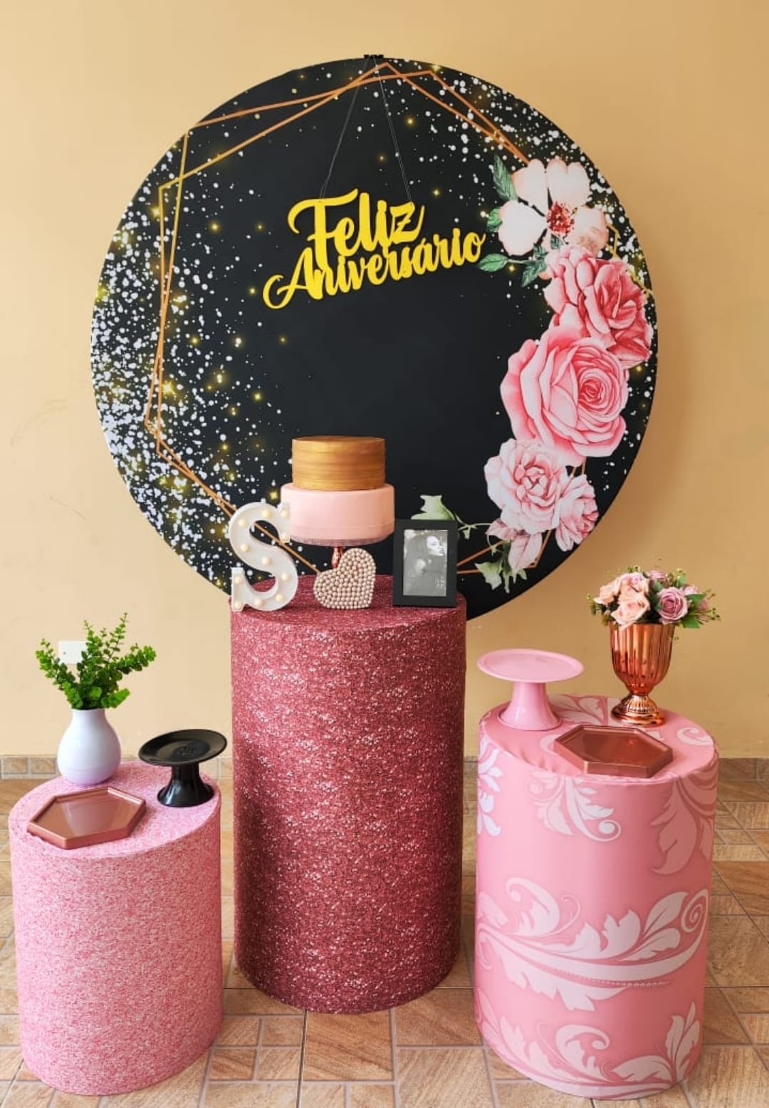 Floral Fundo Preto Kit Prata I