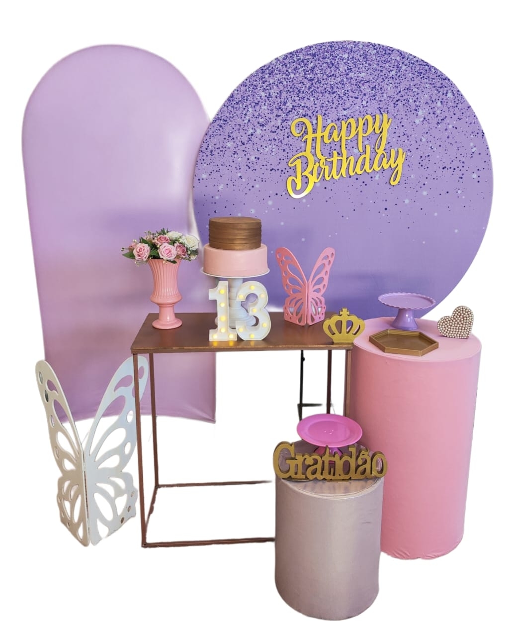 Rosa e Glitter lilas Modelo 2 Kit Diamante