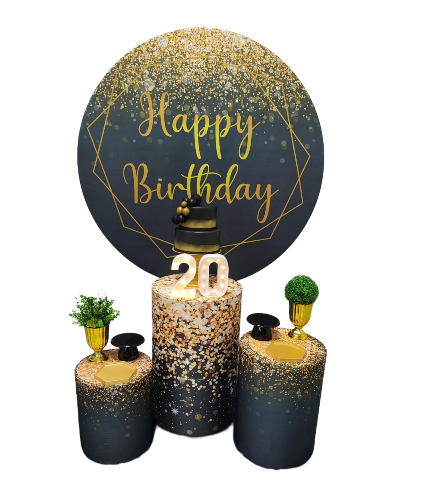 Preto com Dourado Masculino Kit Prata