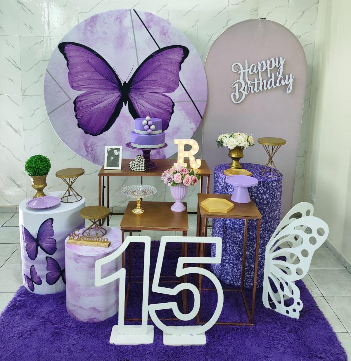 15 Anos Borboleta Roxa Kit Diamante