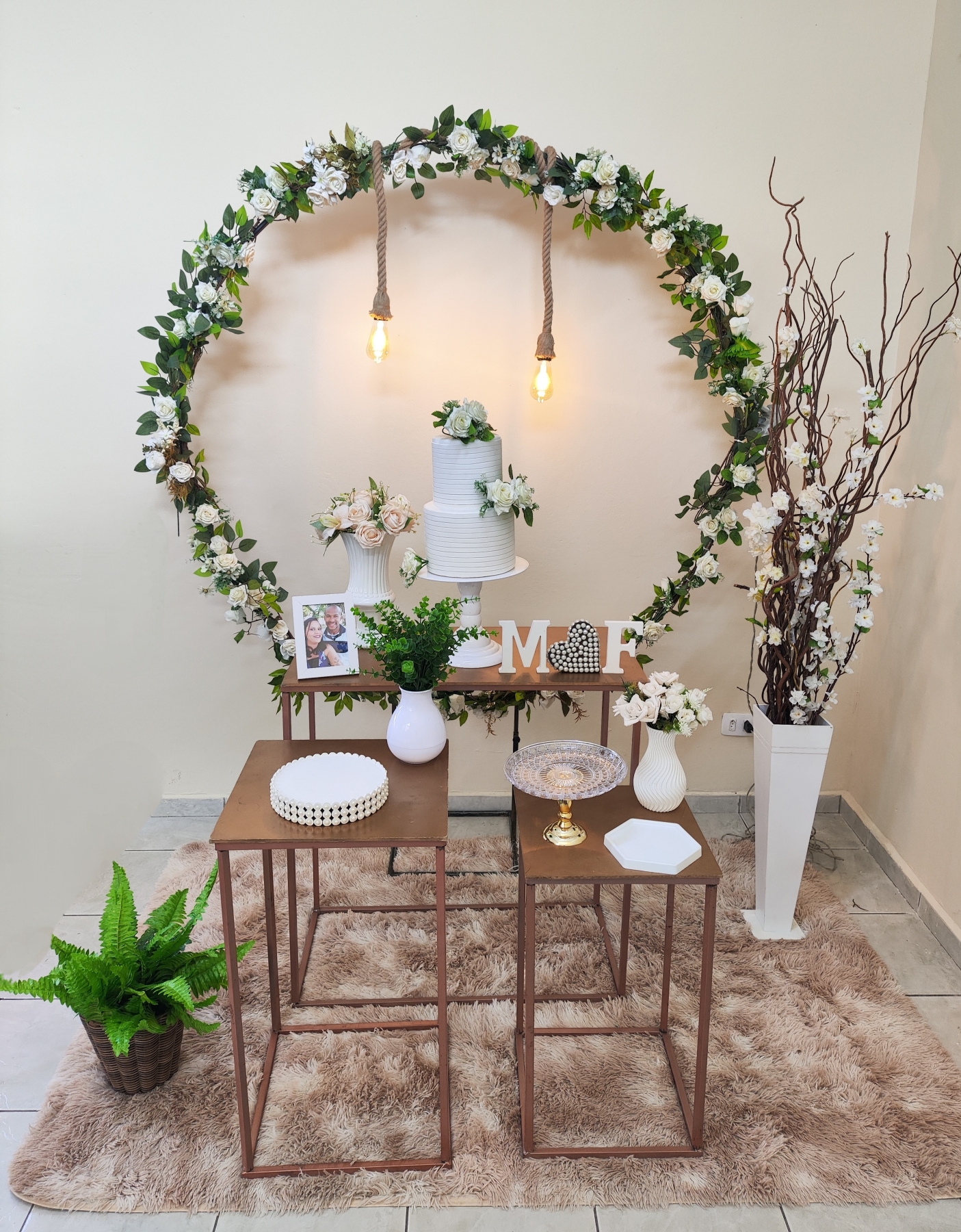  Casamento e Noivado Arco com flores Kit Ouro