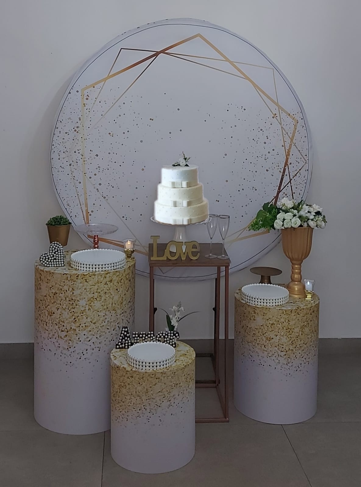 Casamento e Noivado Branco com Glitter e Dour