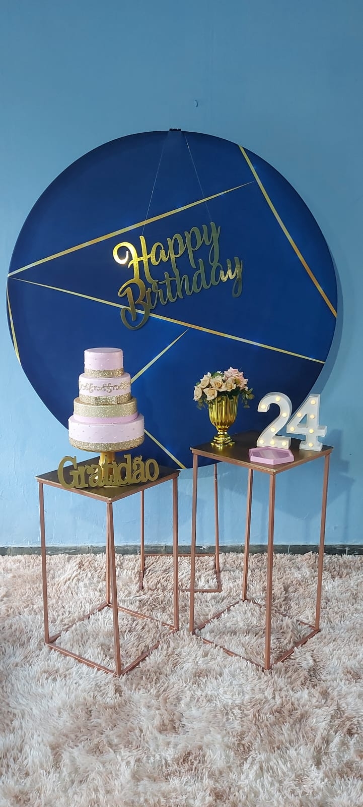 Azul Escuro com Dourado feminino  Kit Ouro