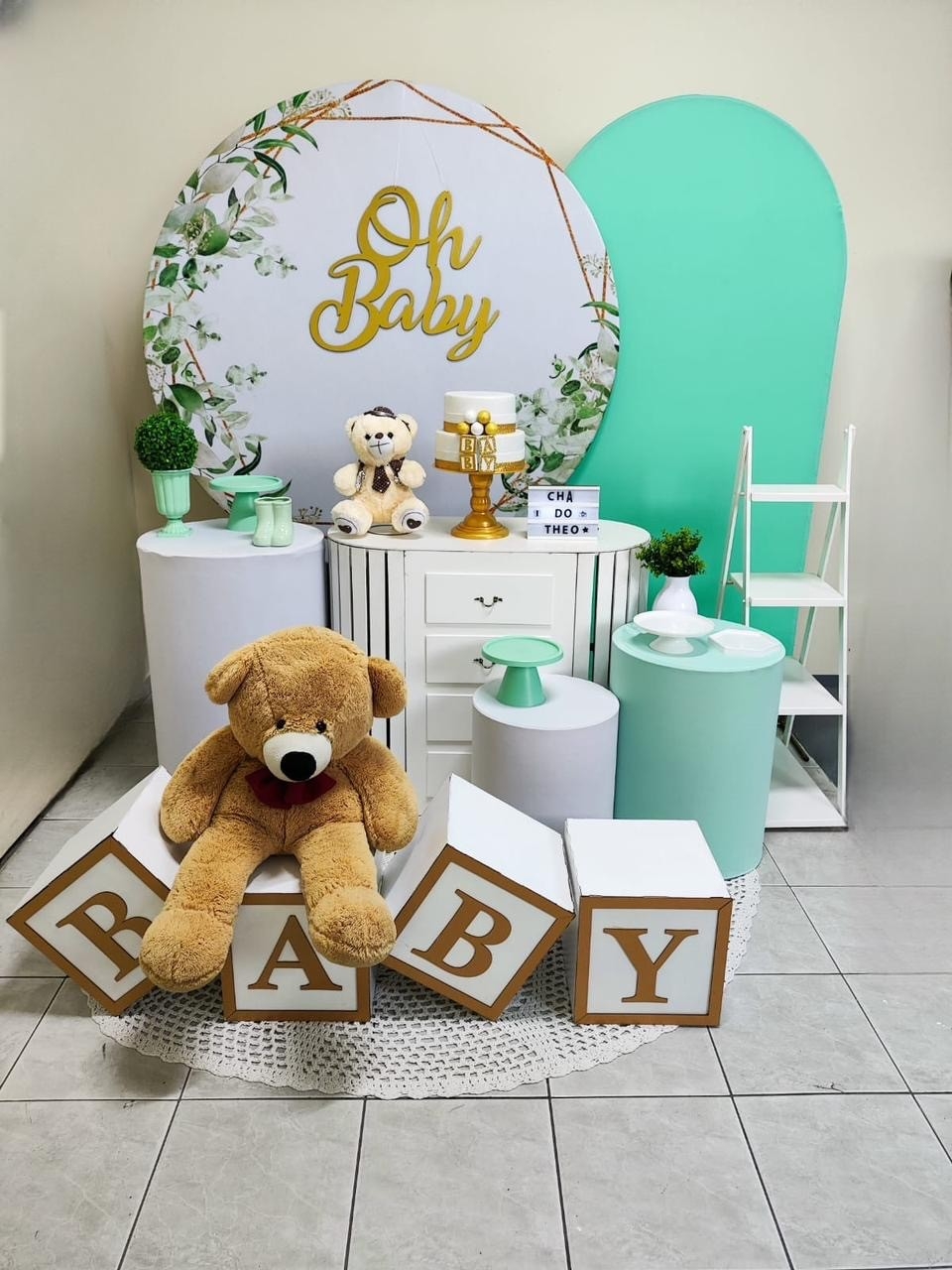 Chá de Bebê verde Kit Diamante 