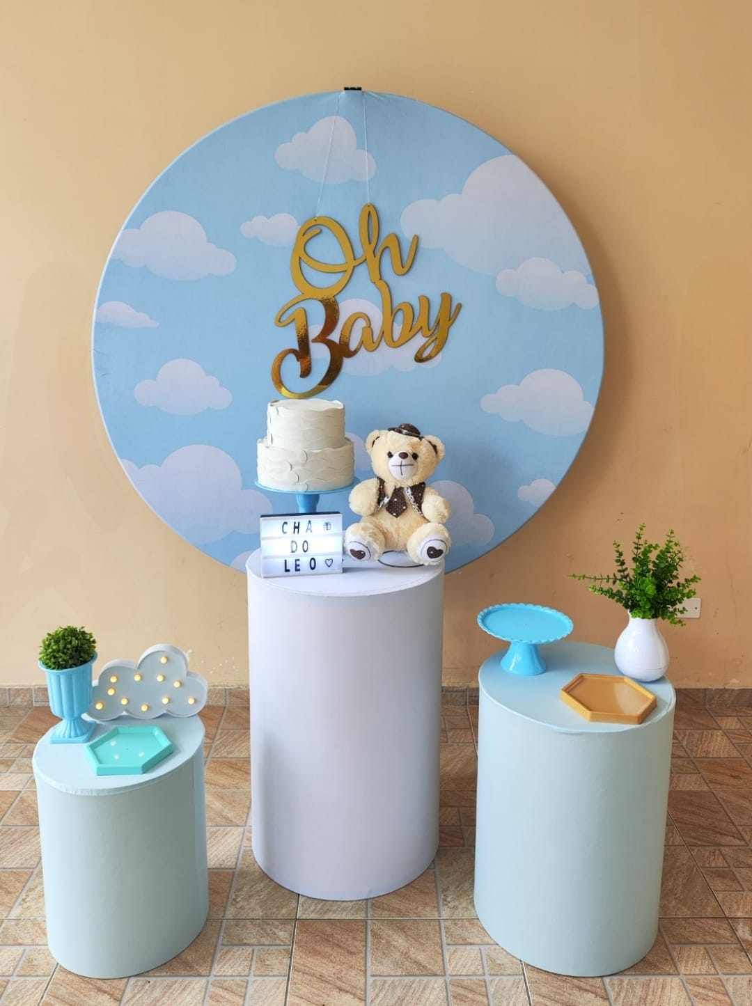 Chá de bebê Menino Nuvens Kit Bronze