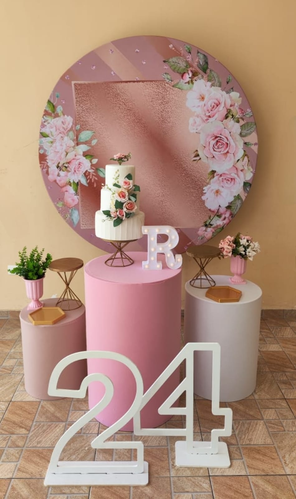 Rose com Flores Kit Bronze II