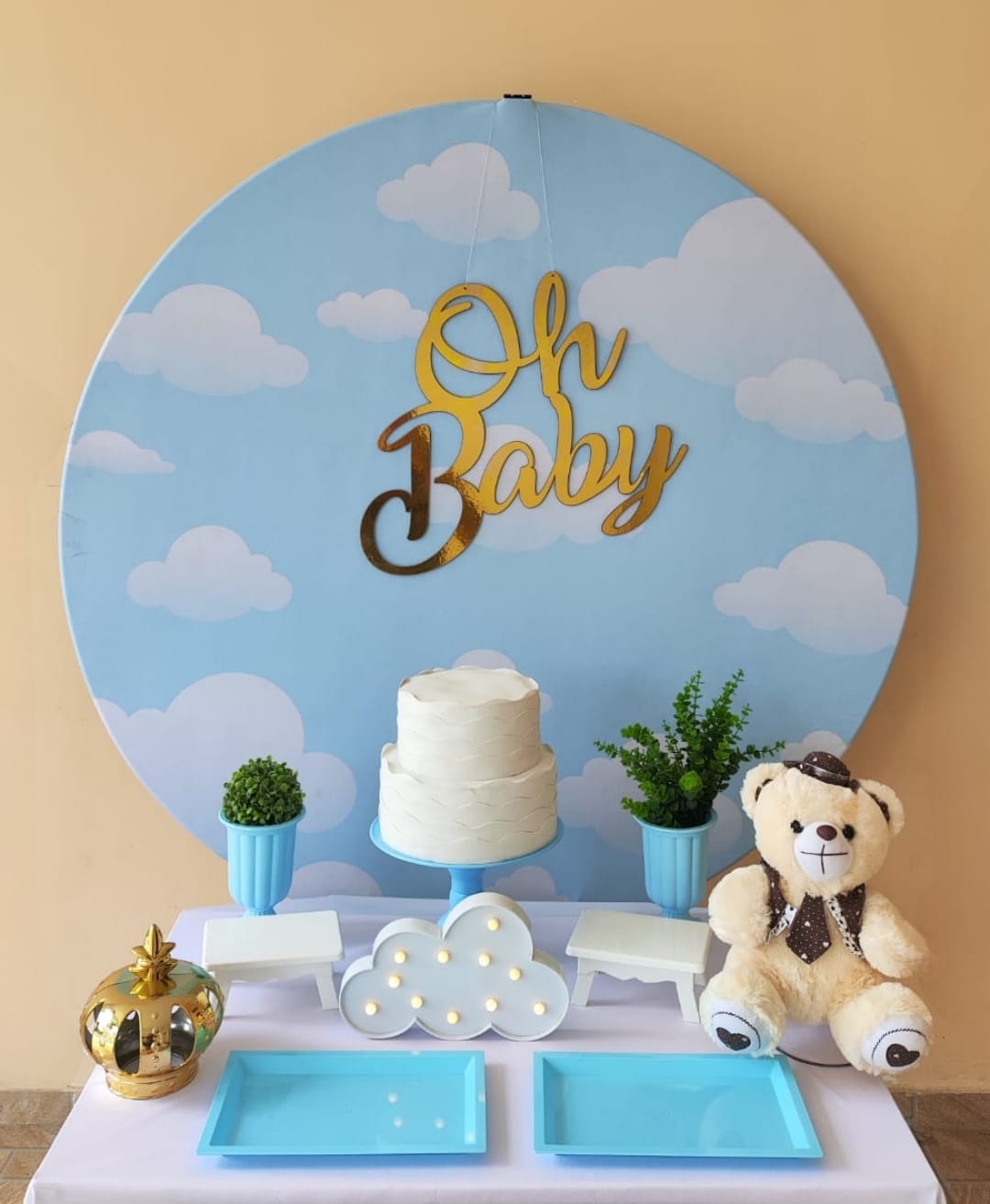 Chá de bebê Menino Nuvens Kit Bronze