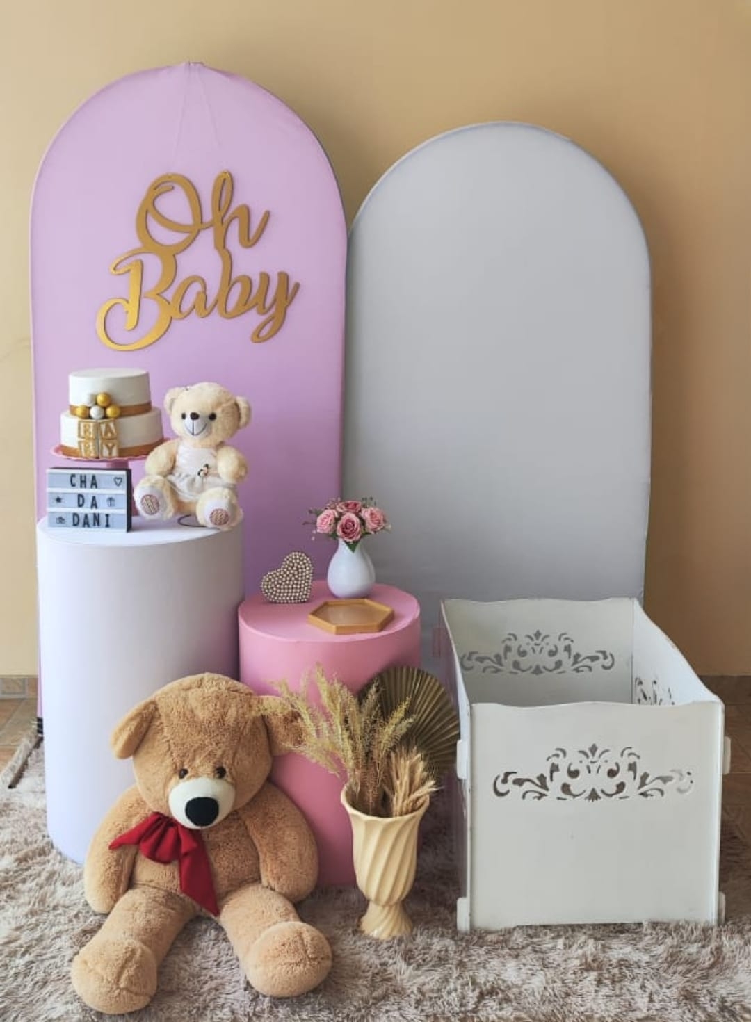 Chá de Bebê Menina Capa Rosa Kit Ouro II