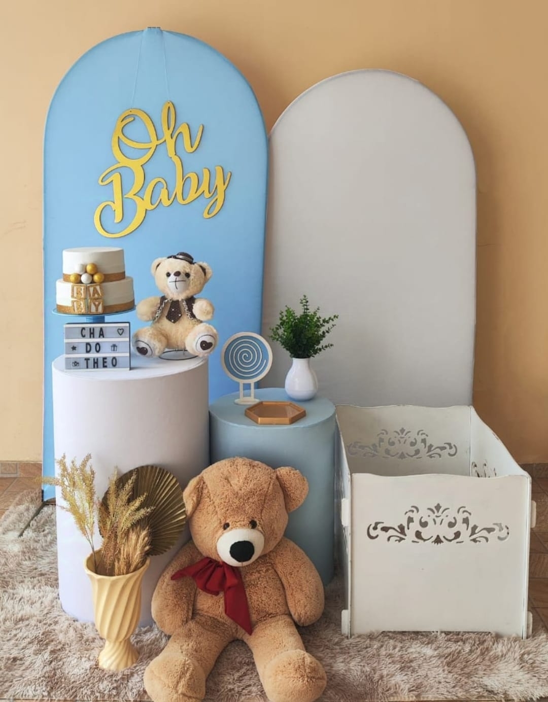 Chá de Bebê Menino Capa Azul Kit Prata