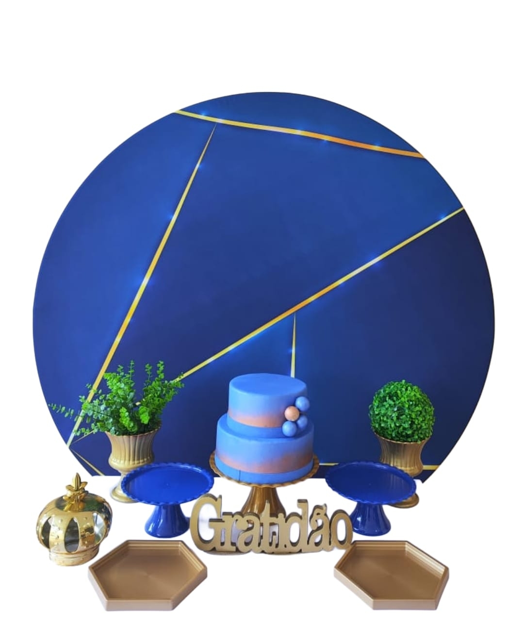 Azul Escuro com Dourado Kit Bronze