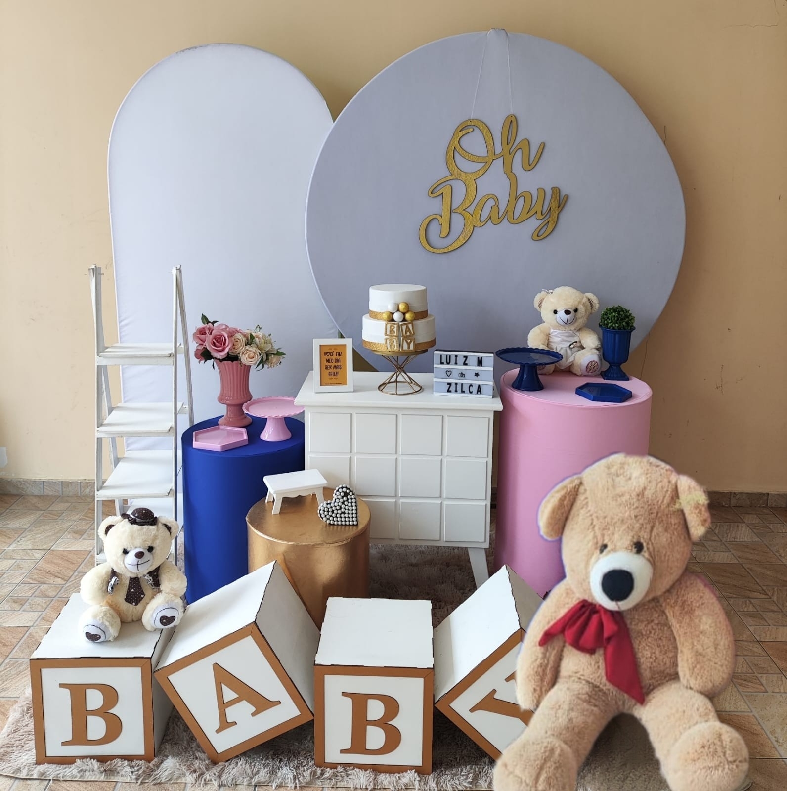 Chá Revelação Liso Rosa e Azul Claro Kit Diam