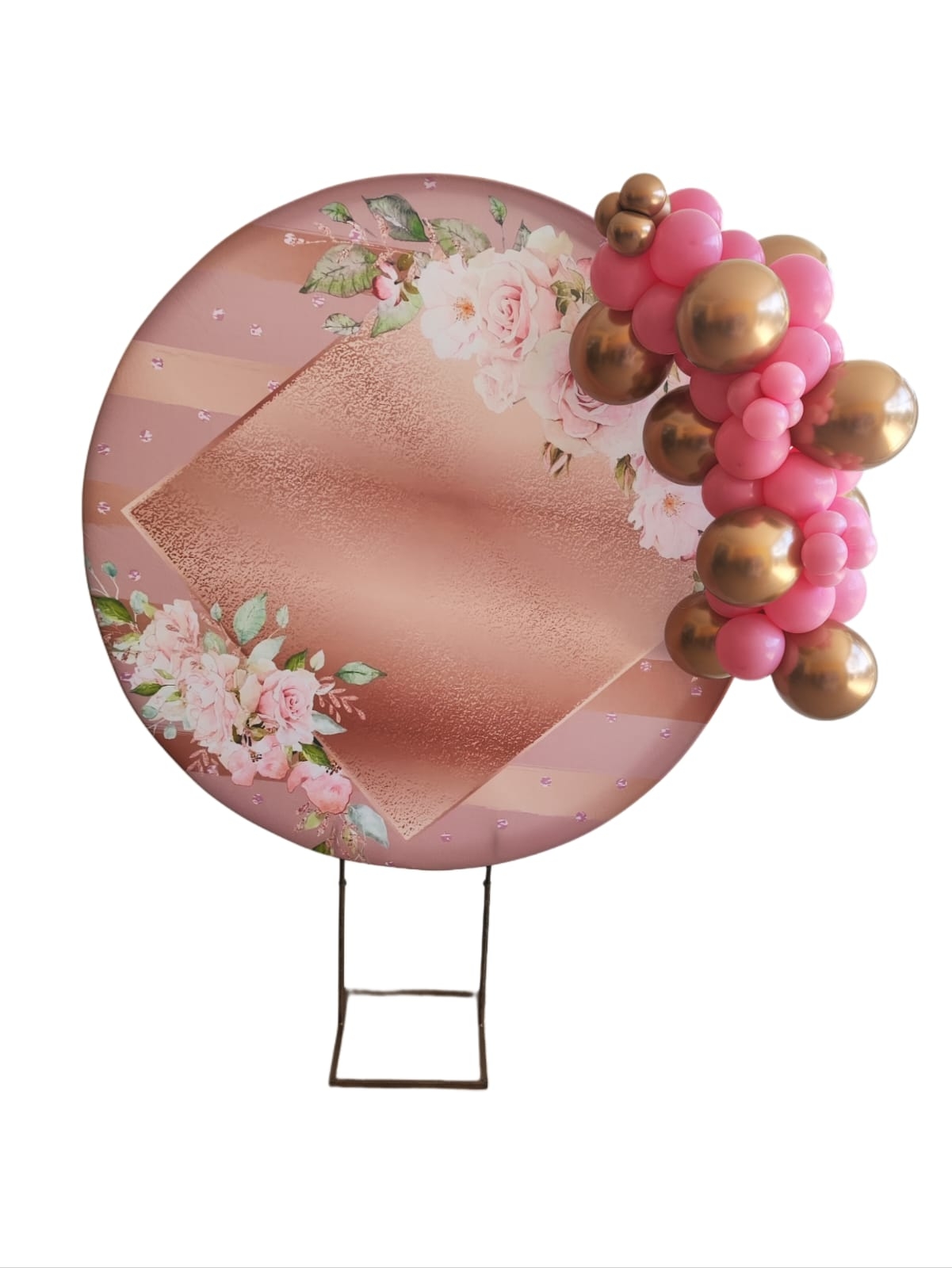 Rose com Flores Arco de bexigas P
