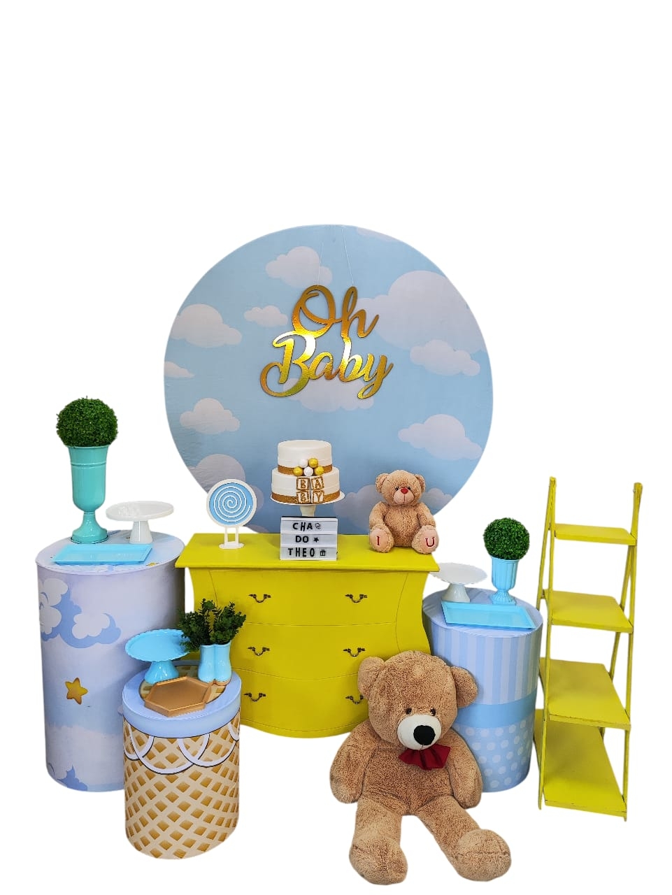 Chá de bebê Menino Nuvens Kit Ouro