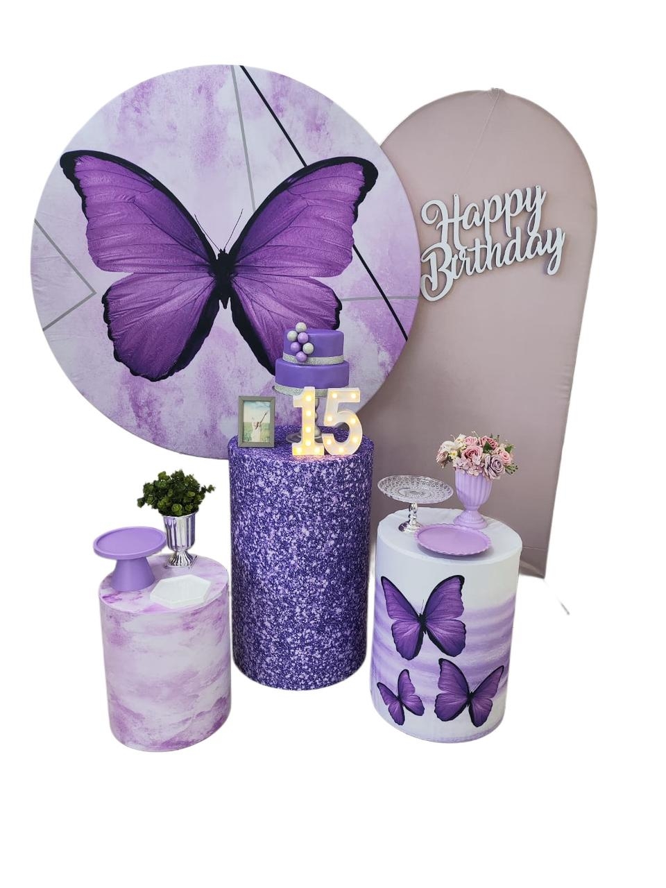 15 Anos Borboleta Roxa Kit Ouro