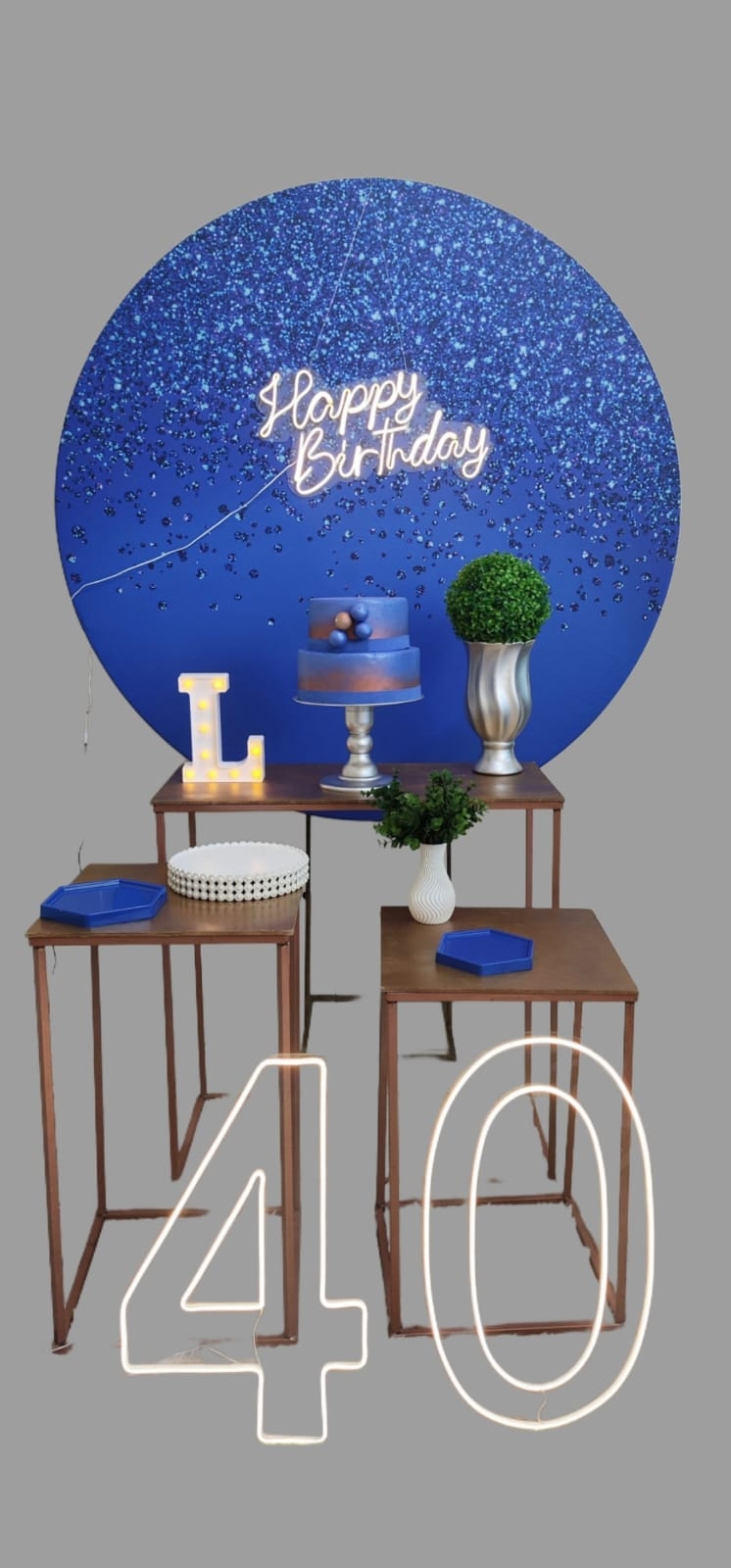 Azul com Glitter Masculino Kit Ouro