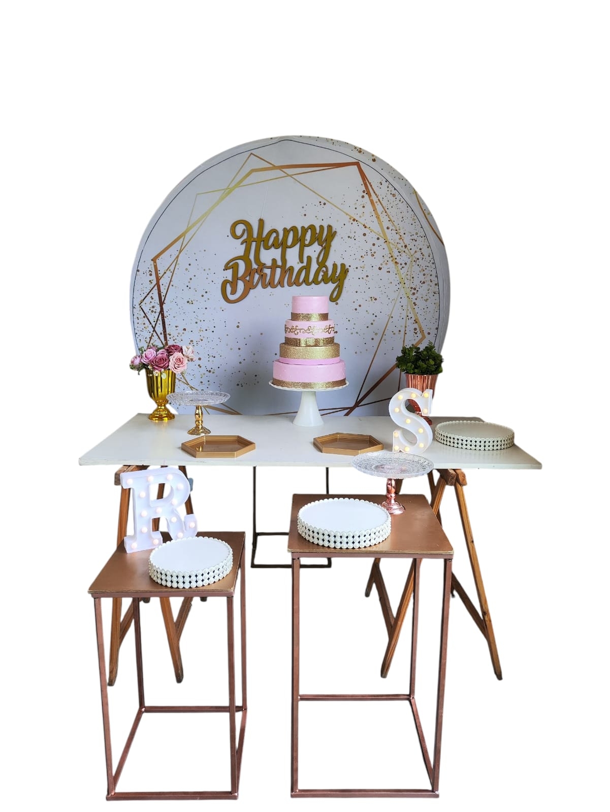 Aniversário Branco com Dourado Kit Ouro