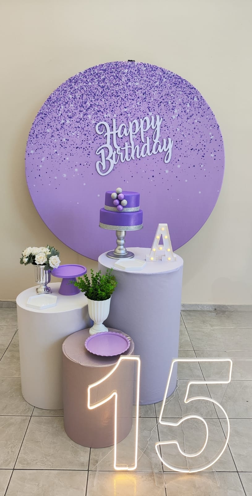 Glitter lilas Modelo 2 Kit Prata c Led