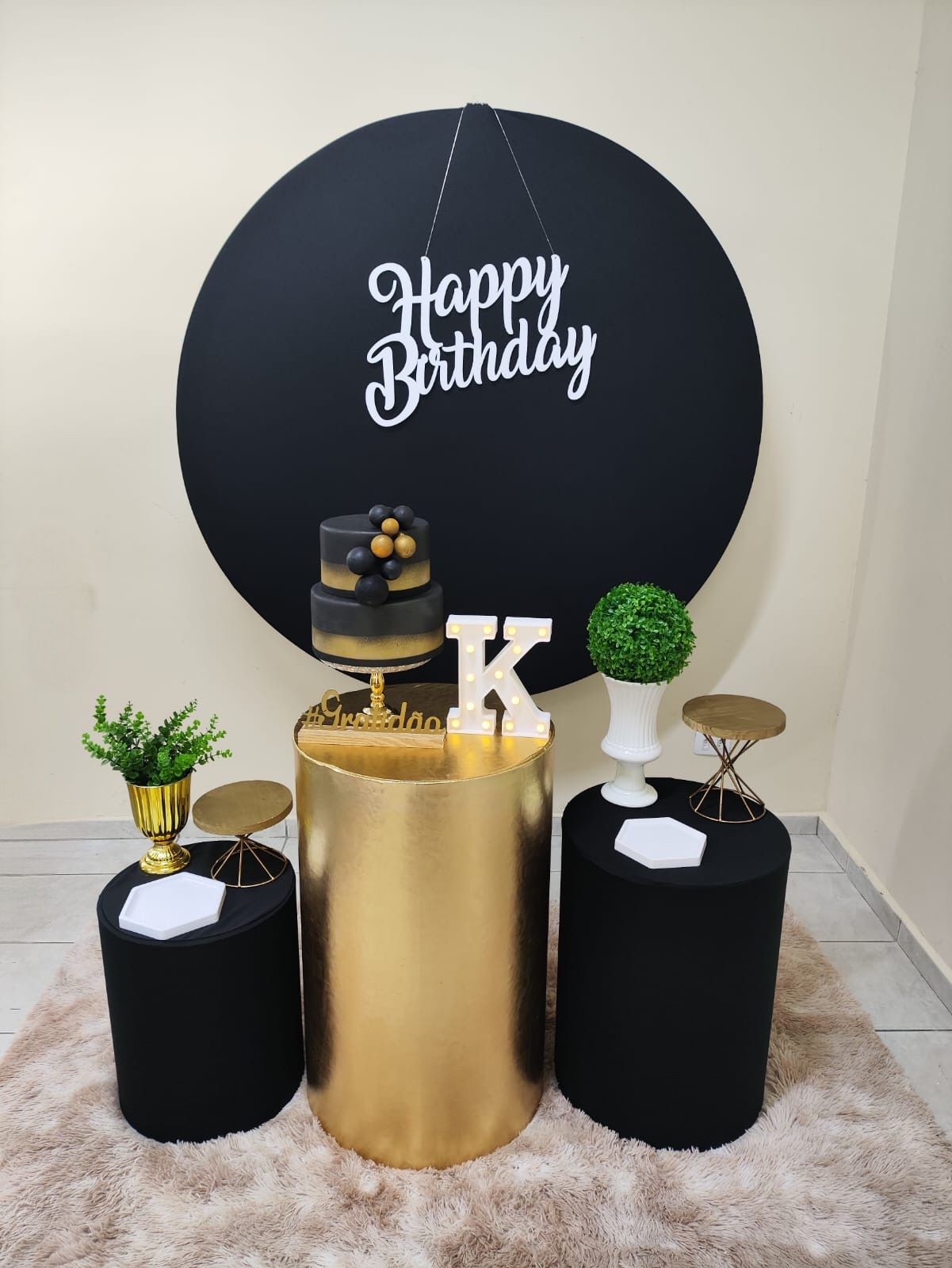 Preto com Dourado Masculino Kit Prata