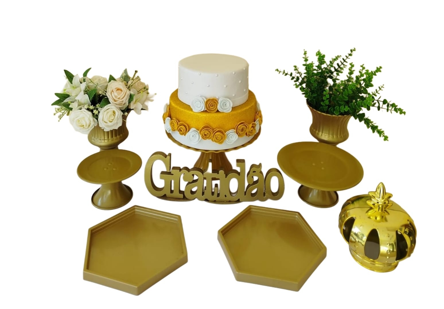 Branco com Dourado Kit Cantinho