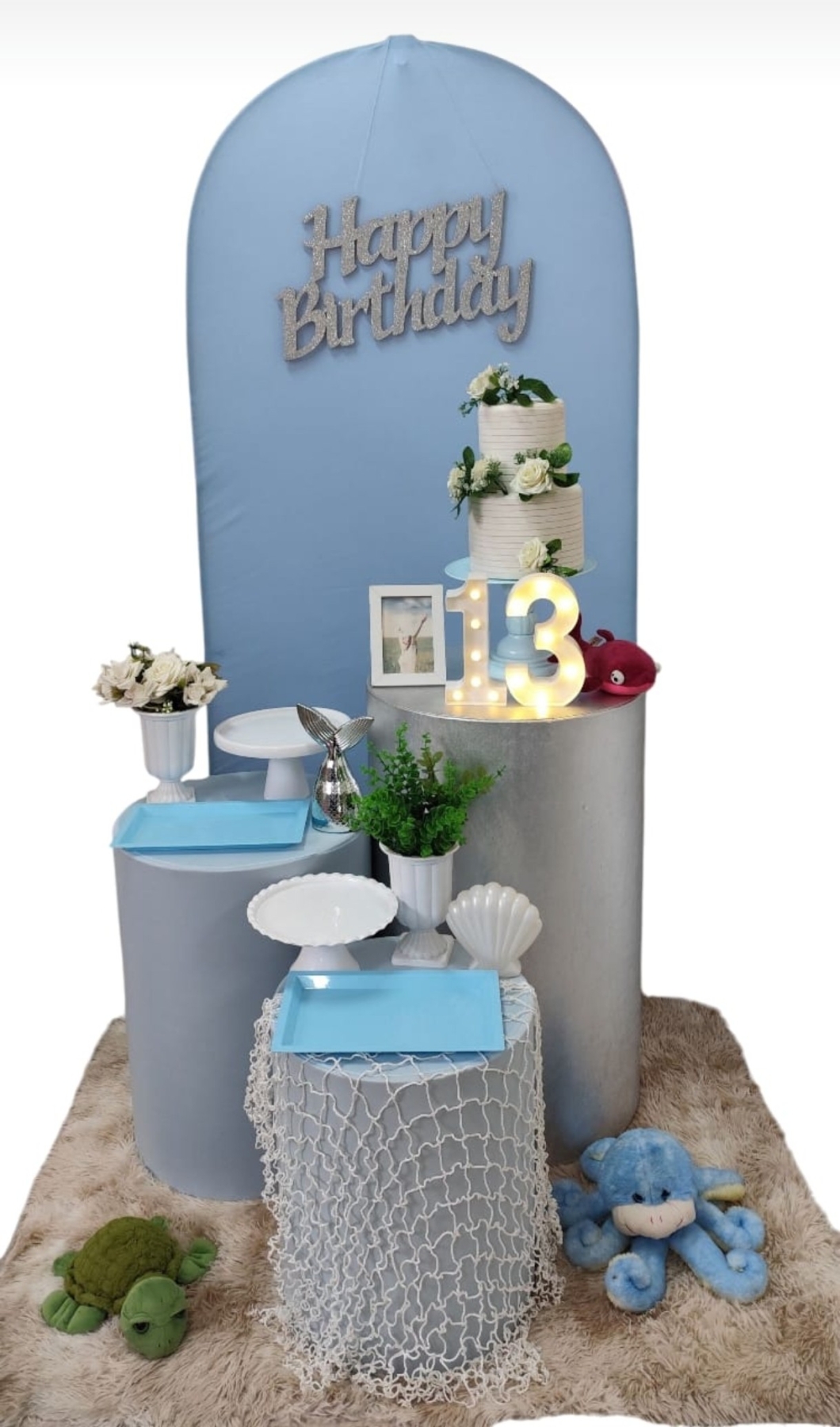 Aniversário Azul  claro com prata Kit Bronze 