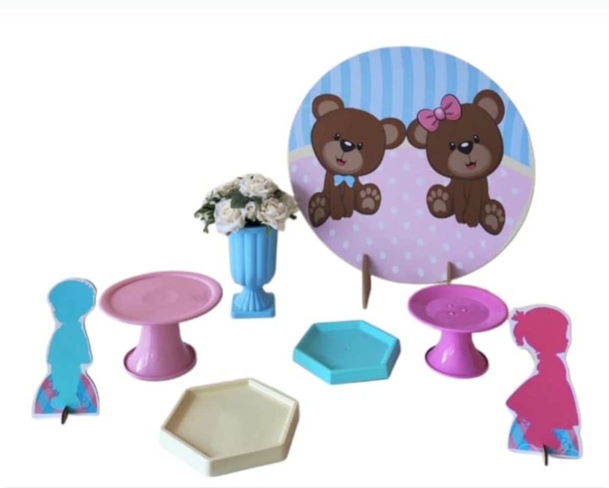 Chá Revelação Urso Rosa e Azul Mini Kit
