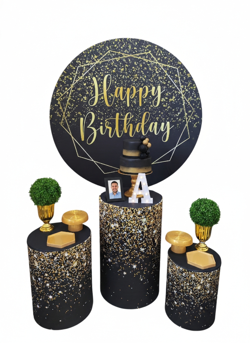 Preto com Dourado Masculino Kit Prata