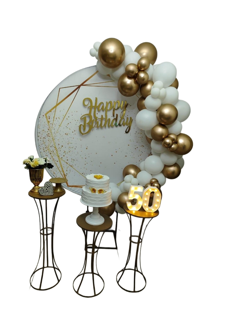 Aniversário Branco com Dourado Kit Ouro