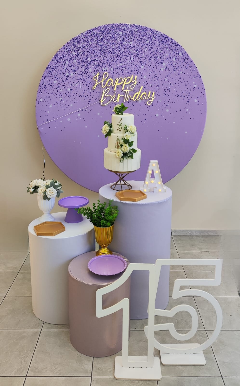 Glitter lilas Modelo 2 Kit Prata com Led