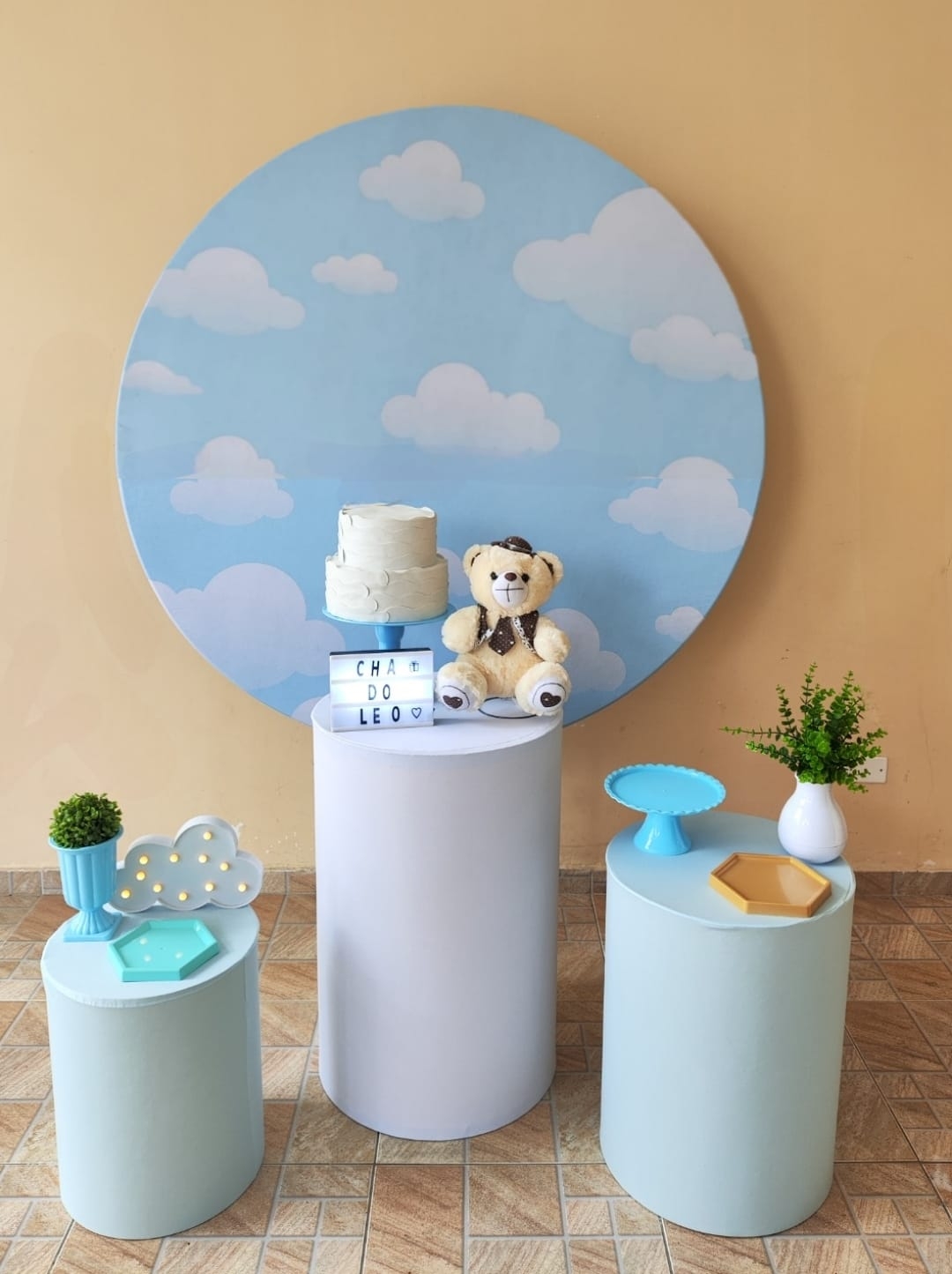 Chá de bebê Menino Nuvens Kit Bronze