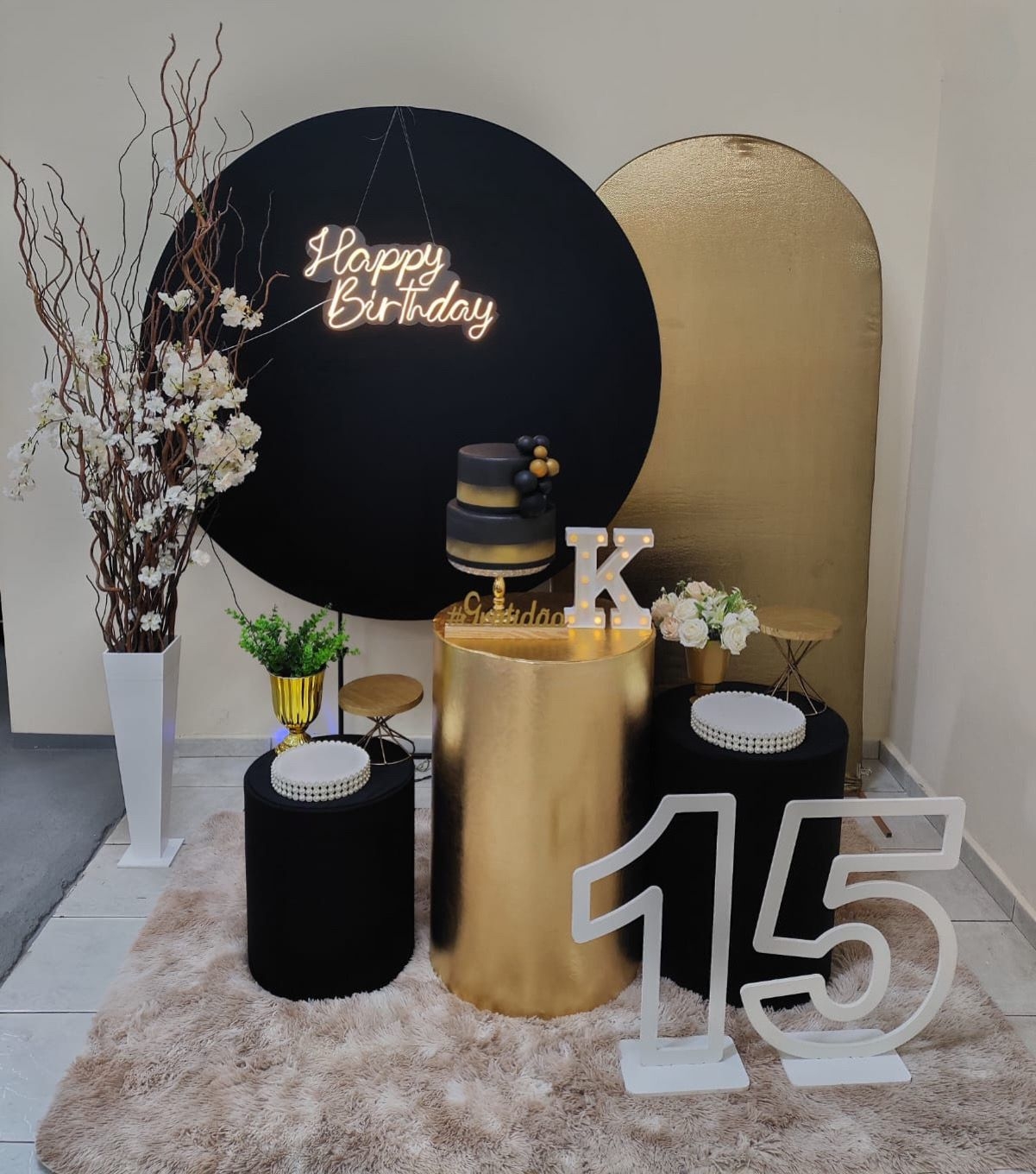 Preto com Dourado Feminino Kit Diamante