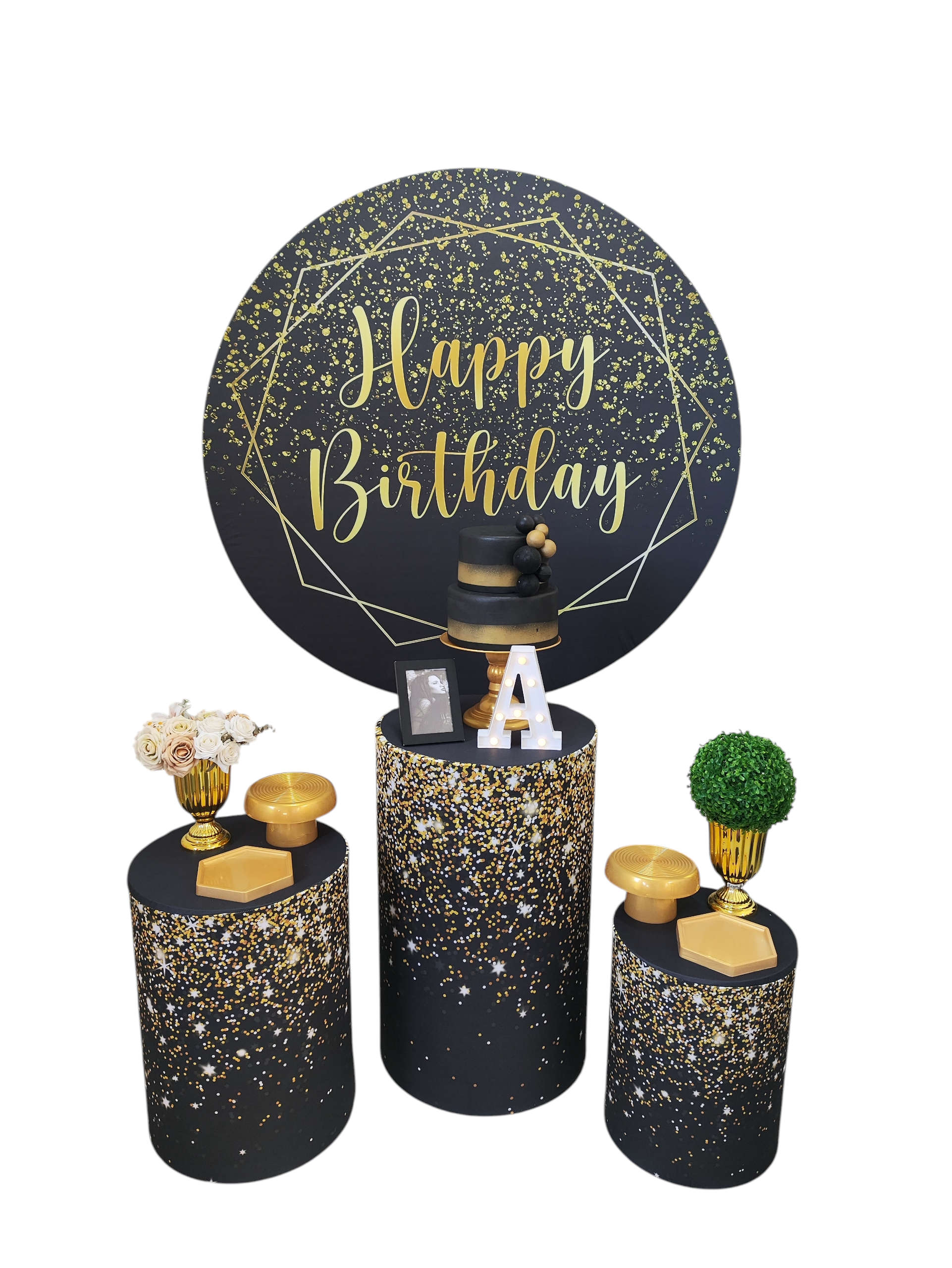 Preto com Dourado Feminino Kit Prata 