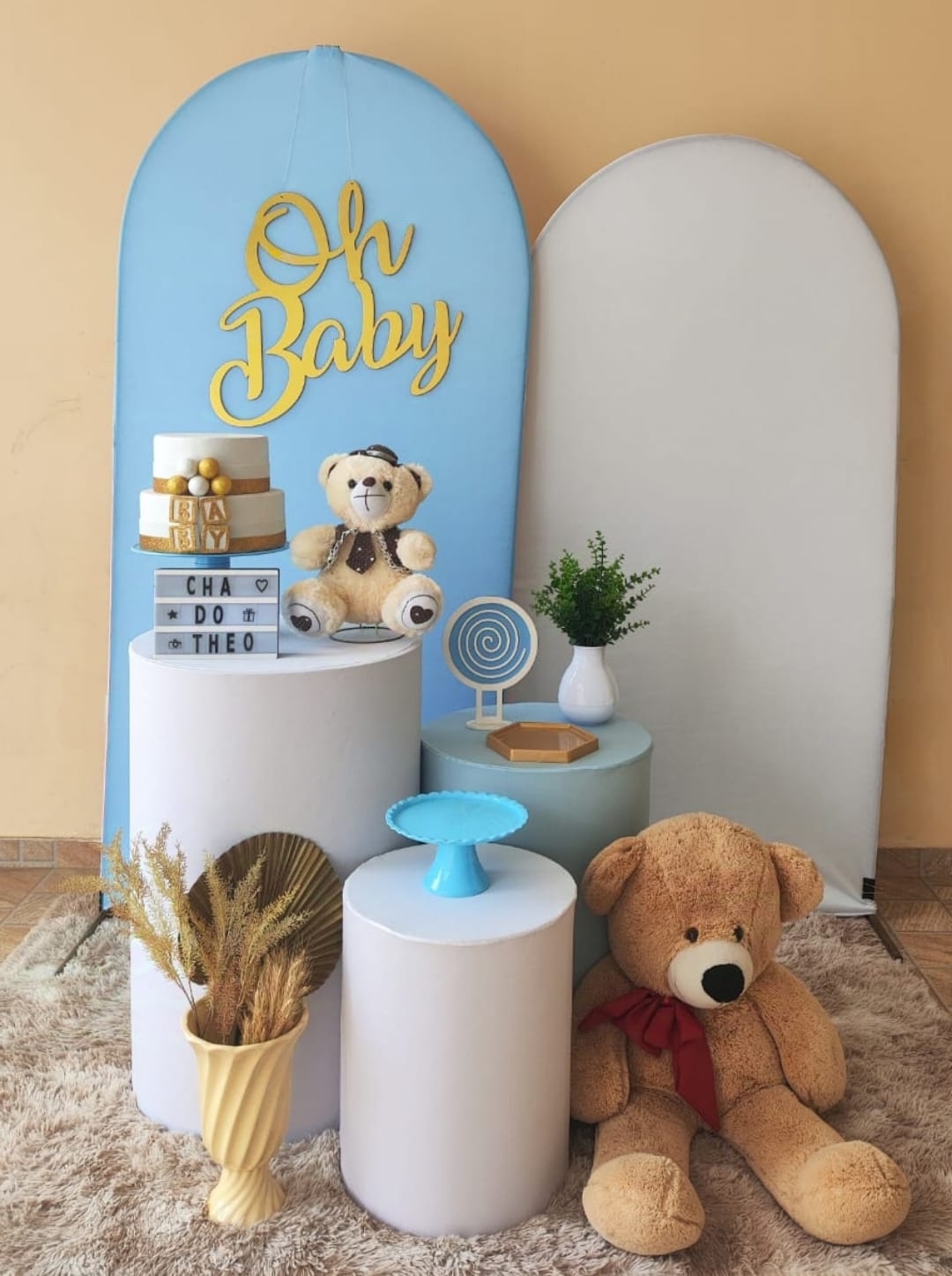 Chá de Bebê Menino Capa Azul Kit Prata