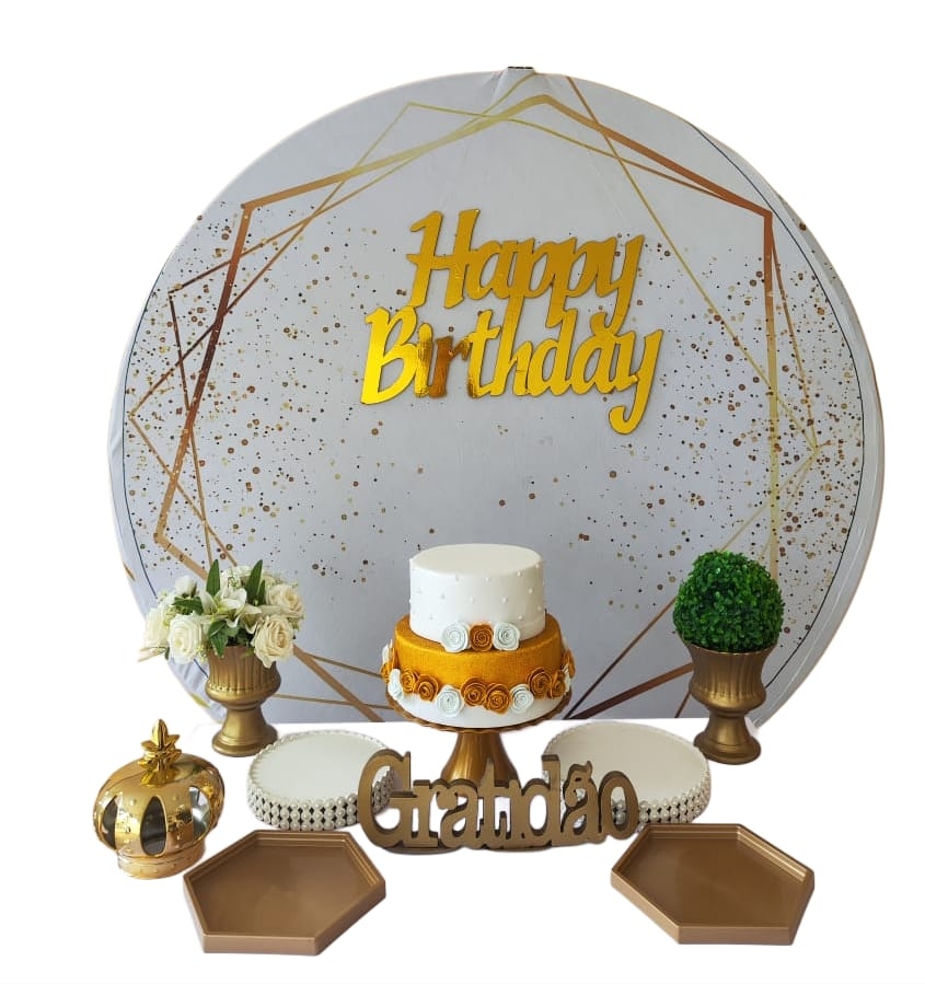 Aniversário Branco com Dourado Kit Bronze