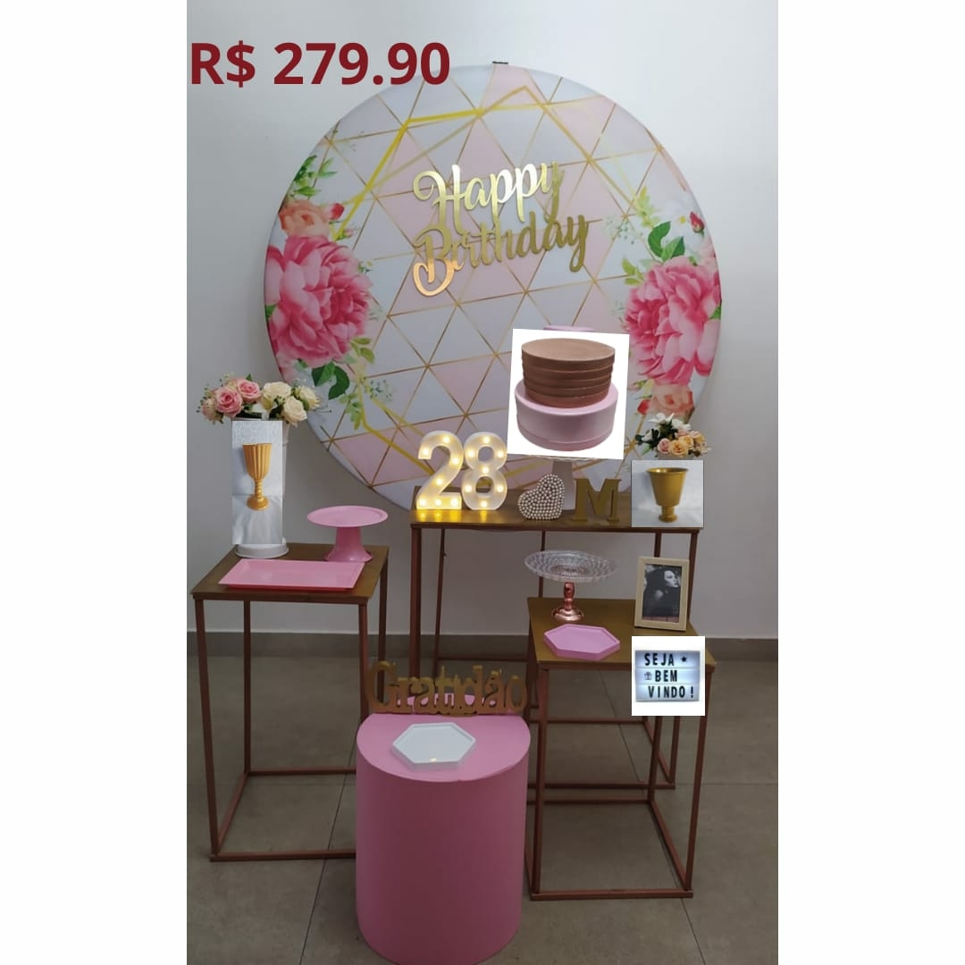 Aniversário Adulto Feminino Floral Rosa Diama