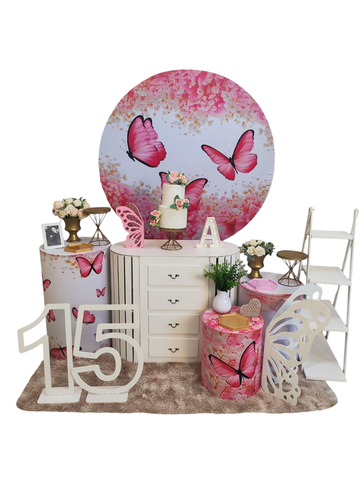 Borboleta Rosa Kit Ouro