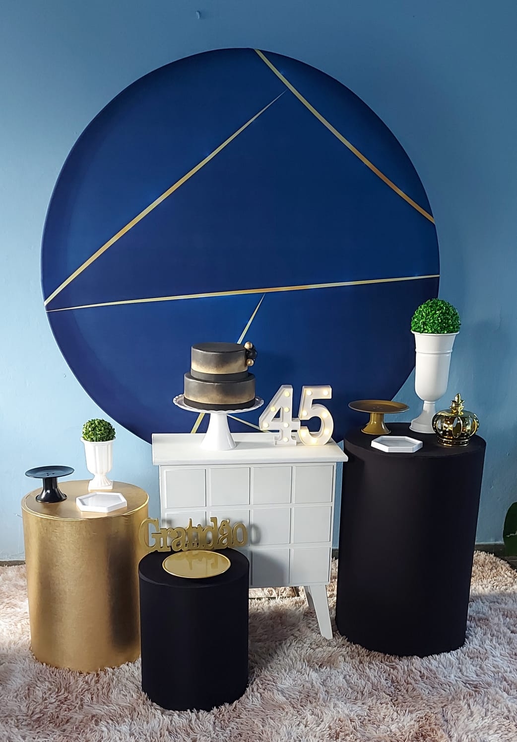 Azul Escuro com Dourado Kit Ouro