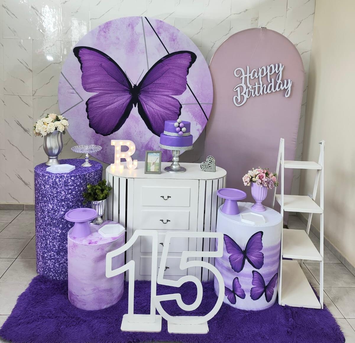 15 Anos Borboleta Roxa Kit Diamante