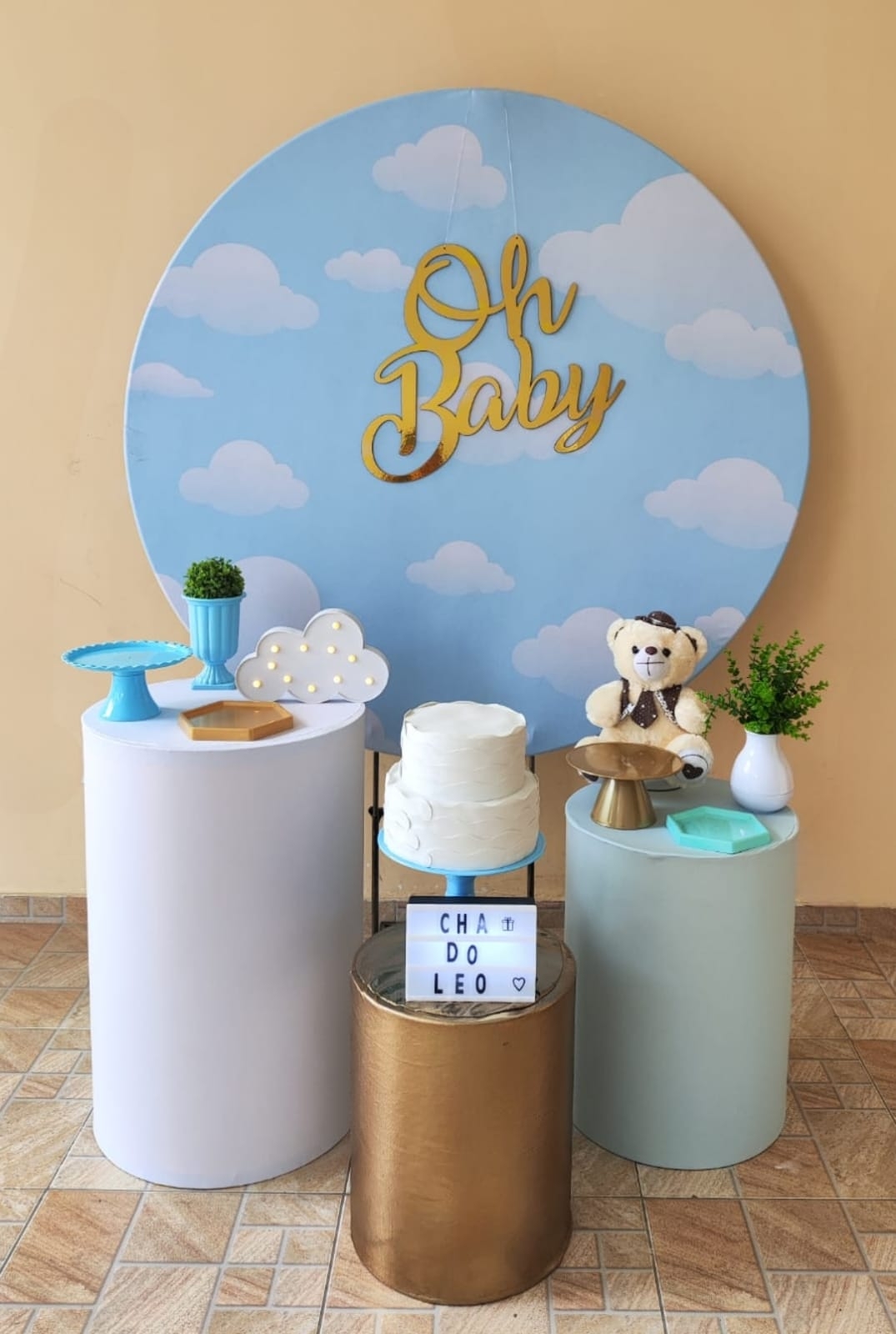 Chá de bebê Menino Nuvens Kit Prata II