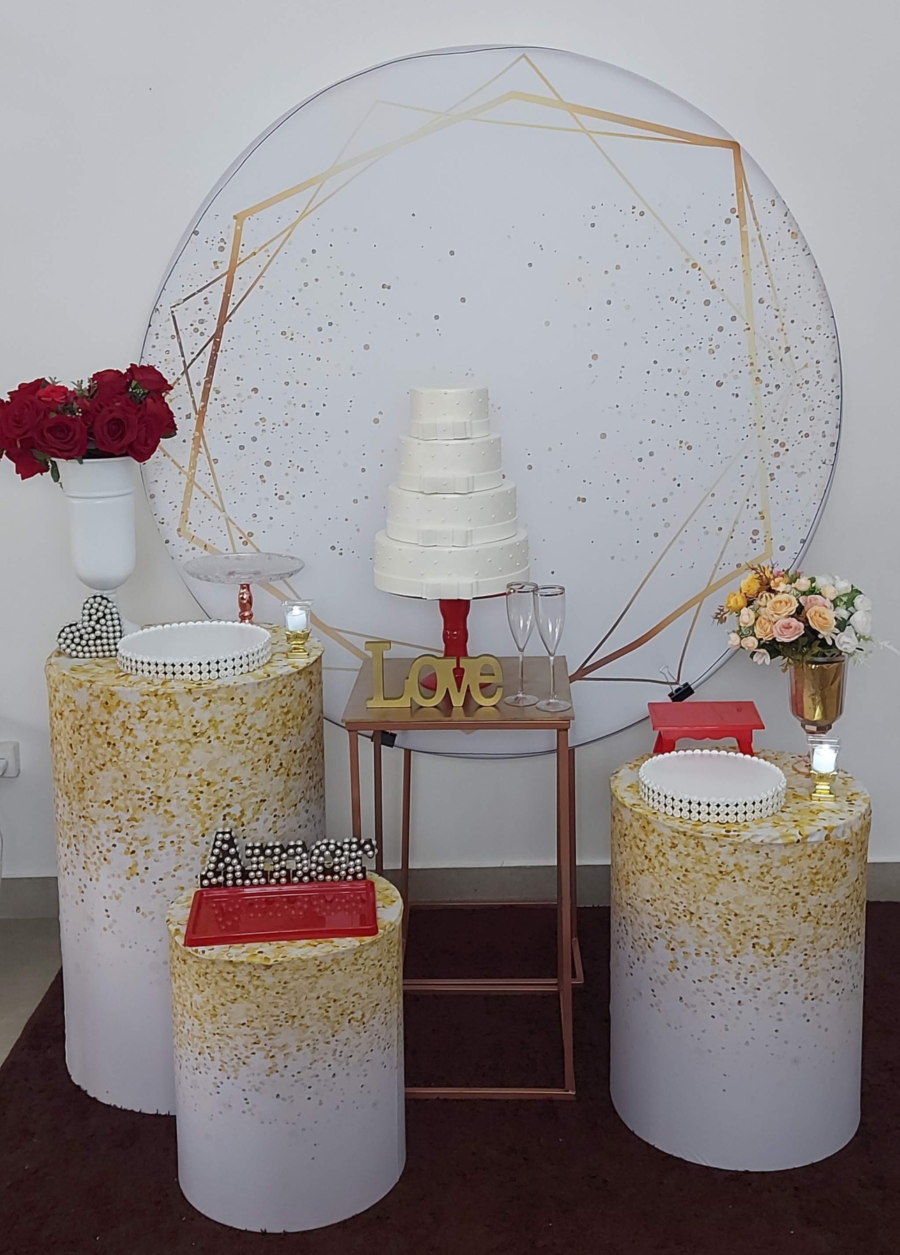 Casamento e Noivado Branco com Glitter e Dour