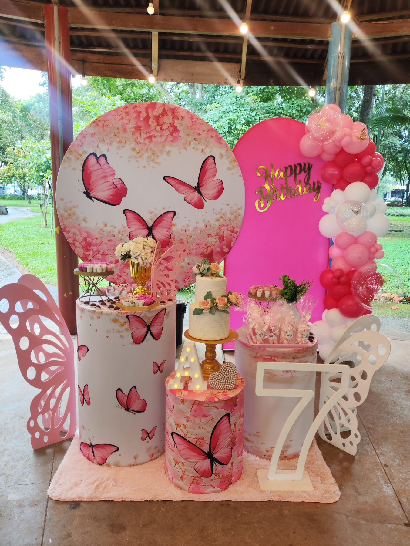 Borboleta Rosa Kit Prata