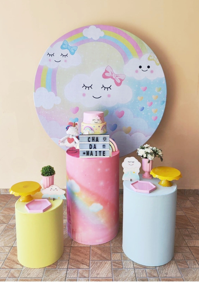 Chá de bebê Menina Chuva de Amor Kit Prata