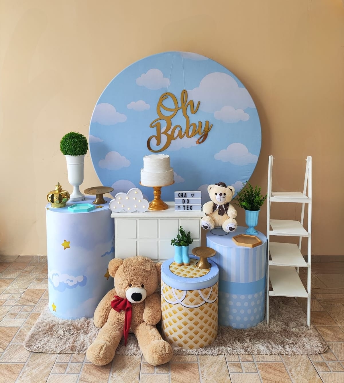 Chá de bebê Menino Nuvens Kit Ouro