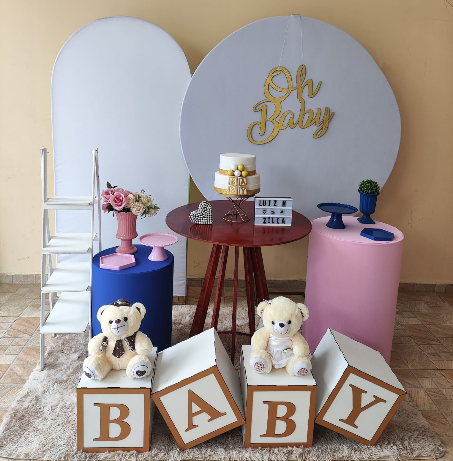 Chá Revelação Liso Rosa e Azul Claro Kit Diam