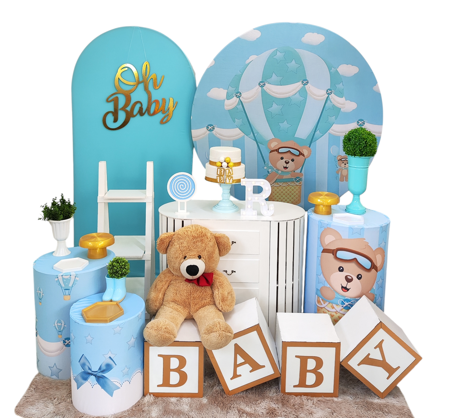 Chá de Bebê Menino Urso Baloeiro Kit Diamante