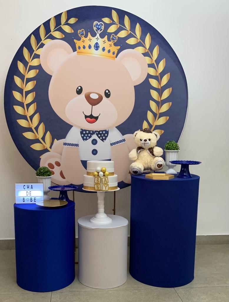 Chá de Bebê Menino Urso com Coroa Kit Bronze