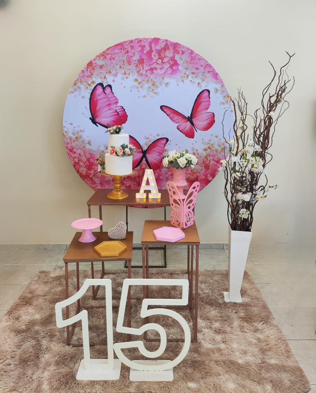 15 Anos Borboleta Rosa Kit Ouro