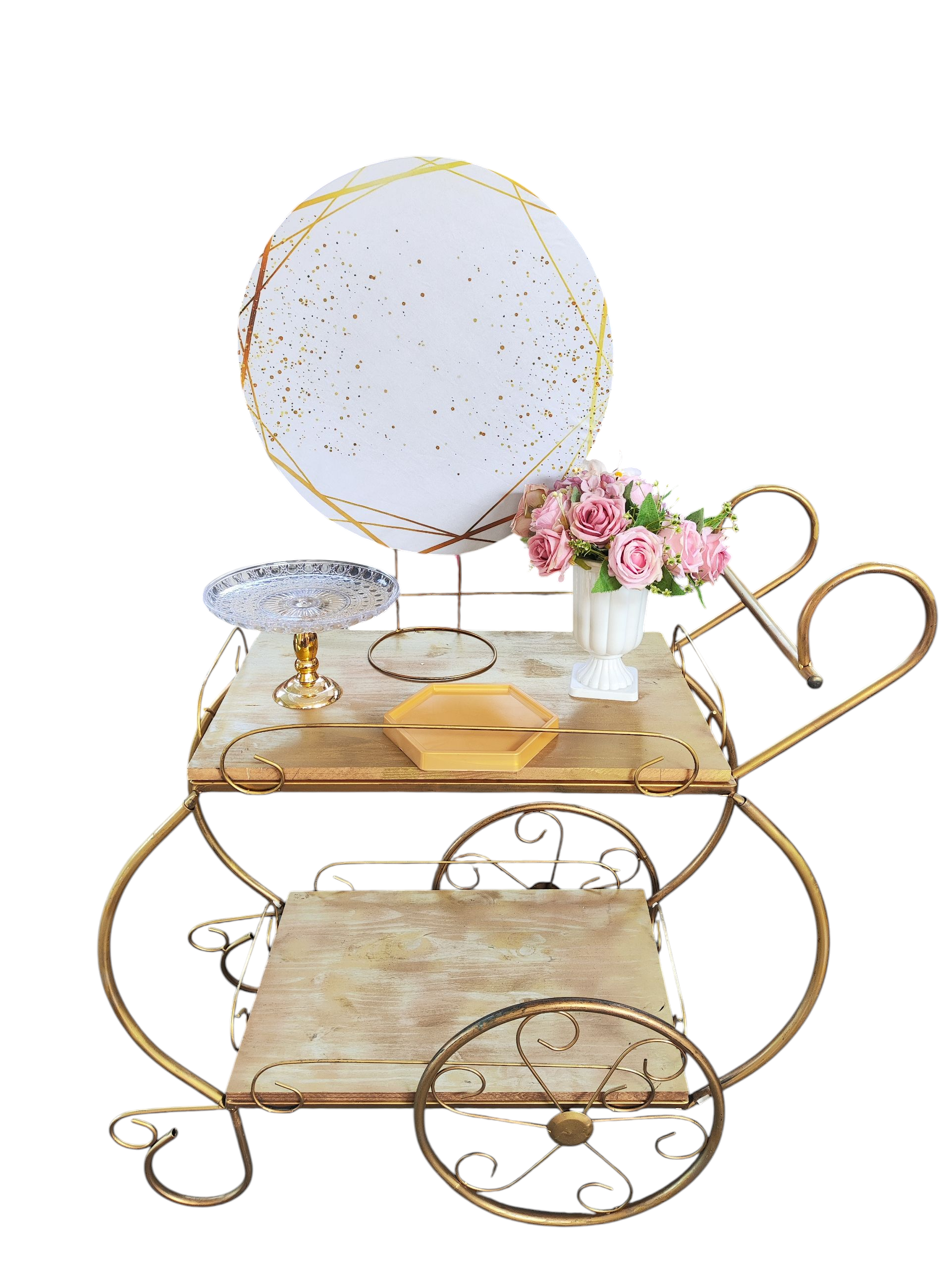 Aniversário Branco com Dourado Carrinho 